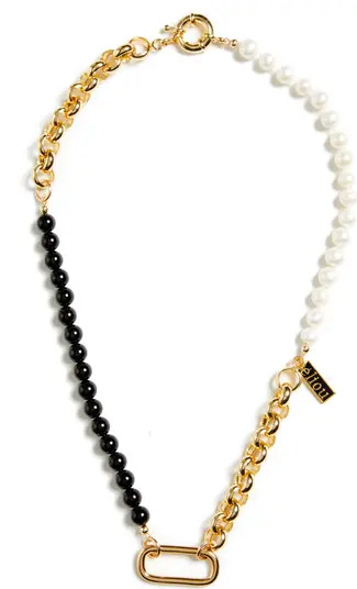 Éliou Abbey Black Onyx, Freshwater Pearl & Chain Necklace | Nordstrom | Nordstrom