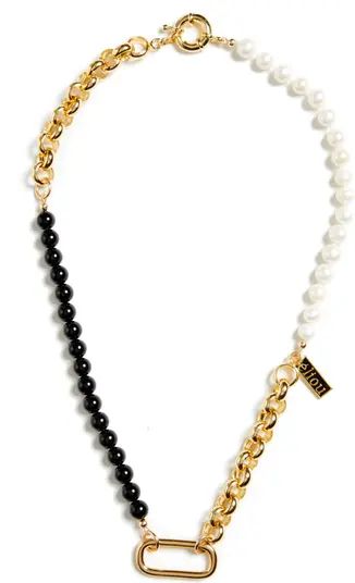 Éliou Abbey Black Onyx, Freshwater Pearl & Chain Necklace | Nordstrom | Nordstrom