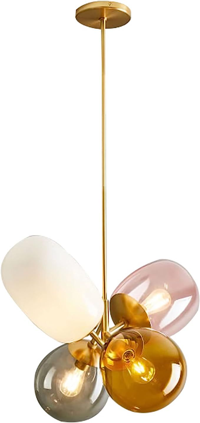 KCO Lighting Modern Colorful Pendant Light Gold Globe Pendant Lighting Stained Glass Balloon Chan... | Amazon (US)