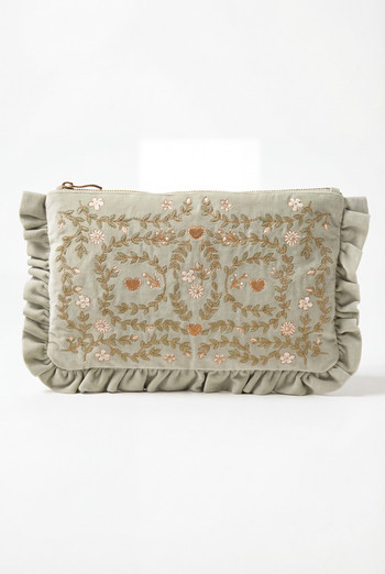 Elizabeth Scarlett Mediterranean Garden Velvet Everyday Pouch | Nordstrom | Nordstrom