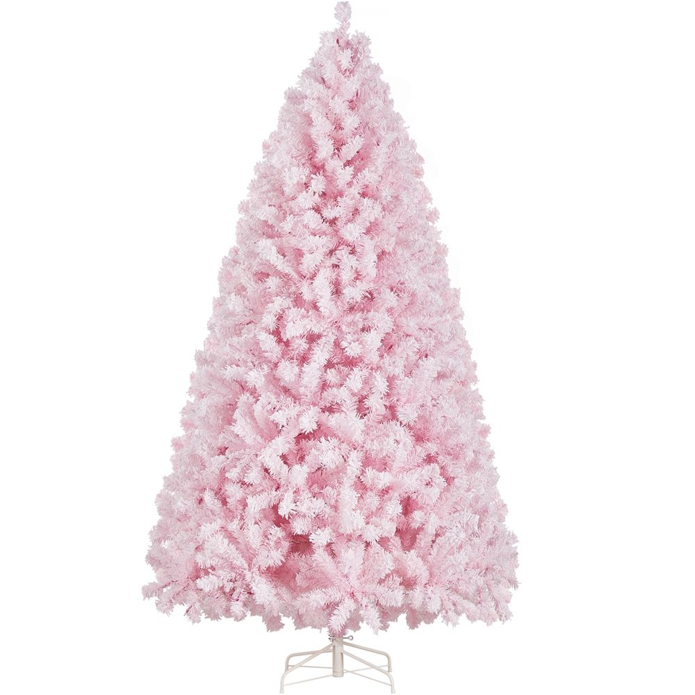 Yaheetech 7.5Ft Pre-lit Flocked Artificial Christmas Tree with Foldable Stand and Warm Lights, Pi... | Walmart (US)
