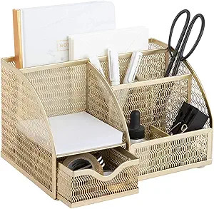 Blu Monaco Designer Metal Desktop Gold Desk Organizer and Accessories Holder - Storage for Pens, ... | Amazon (US)