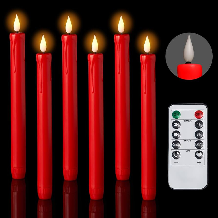 AMAGIC 6 Pack Flameless Taper Candles with Remote, Timer, Battery Operated CandleSticks with Flic... | Amazon (CA)