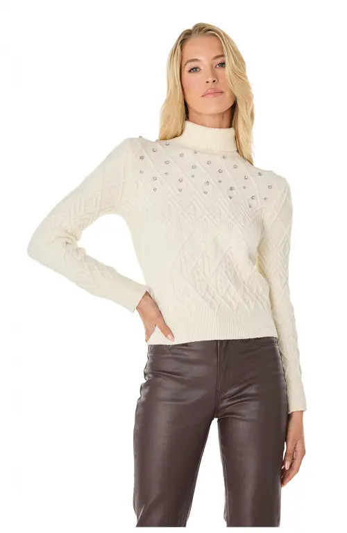 The Noli Shop Cara Crystal Sweater in Pearl at Nordstrom, Size Medium | Nordstrom