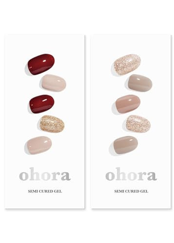 ohora Semi Cured Gel Nail Strips (N Rosewood N Carmel) - Works with Any Lamps, Salon-Quality, Long Lasting, Easy to Apply & Remove - Includes 2 Prep Pads, Nail File & Wooden Stick | Amazon (US)
