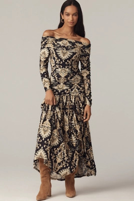Farm Rio Arabesque Off-the-Shoulder Maxi Dress | Anthropologie (US)