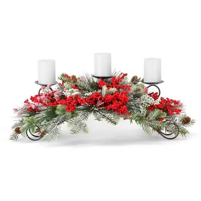 Melrose Frosted Pine Centerpiece Candle Holder | Target