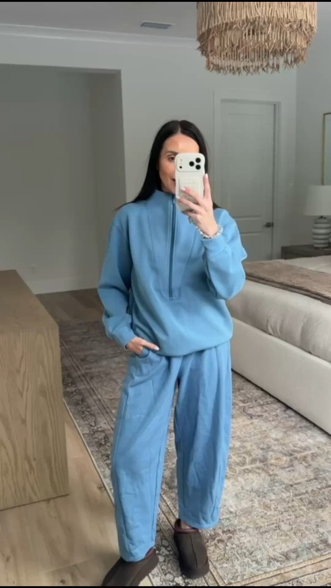 Matching set in blue from Target, trending barrel leg sweatpants, everyday outfit, school drop off outfit, spring 2026, annabrstyle

#LTKActive #LTKSeasonal #LTKootd