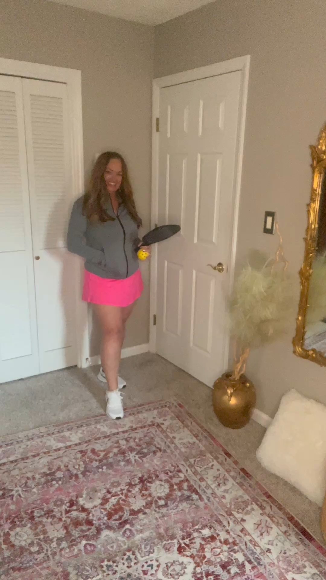 Having fun working on my serve..,,
Hit pink skirt and fitted jacket with mesh
Vent in the back..  I love pinspark for my workout sets. They have high quality at affordable prices .

#LTKSeasonal #LTKOver40 #LTKActive