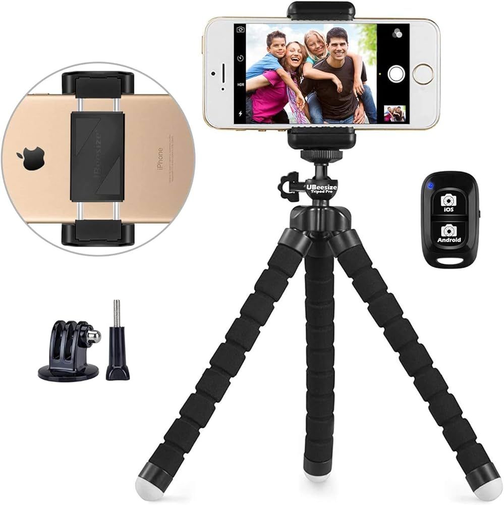 Ubeesize Flexible Mini Phone Tripod, Portable and Adjustable Camera Stand Holder with Wireless Re... | Amazon (US)