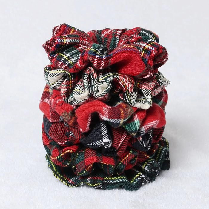 Christmas Plaid Hair Scrunchies for Women Hair Ties for Girls Ponytail Holders Scrunchie Elastic ... | Amazon (US)