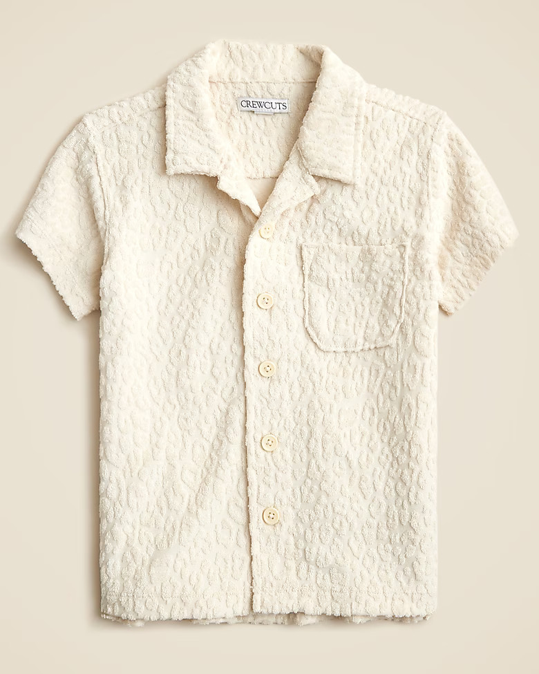 Kids' camp-collar shirt in terry jacquard | J. Crew US