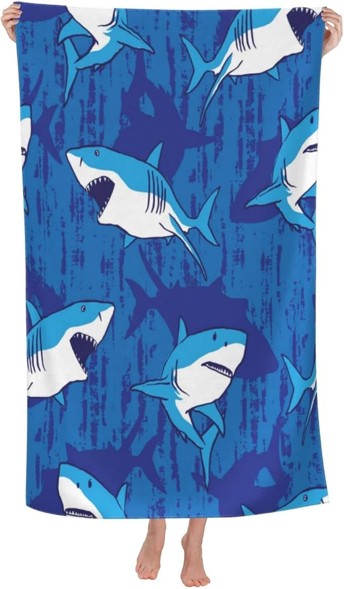 Cute Shark Microfiber Beach Towel for Boys, Personalized Beach Towels for Kids, Sand Free Beach T... | Amazon (US)