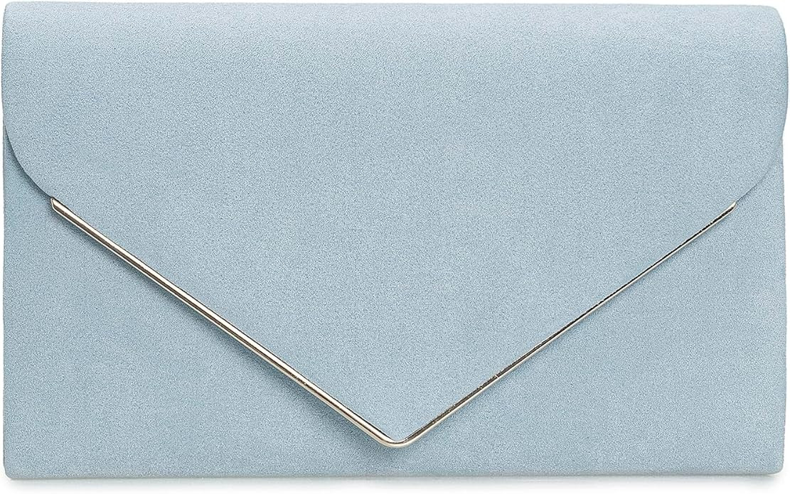 CHARMING TAILOR Faux Suede Clutch Bag Elegant Metal Binding Evening Purse for Wedding/Prom/Black-... | Amazon (US)