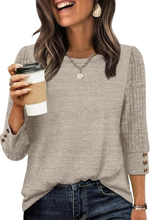 WIHOLL 3/4 Length Sleeve Womens Tops Sweaters Shirts Lightweight Spring Outfits 2026 Winter Cloth... | Amazon (US)