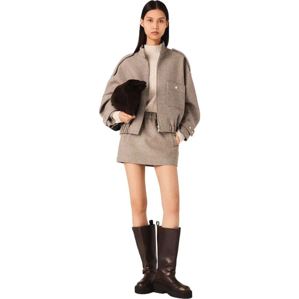 maje Mixed wool jacket in Beige at Nordstrom, Size 34 Eu | Nordstrom