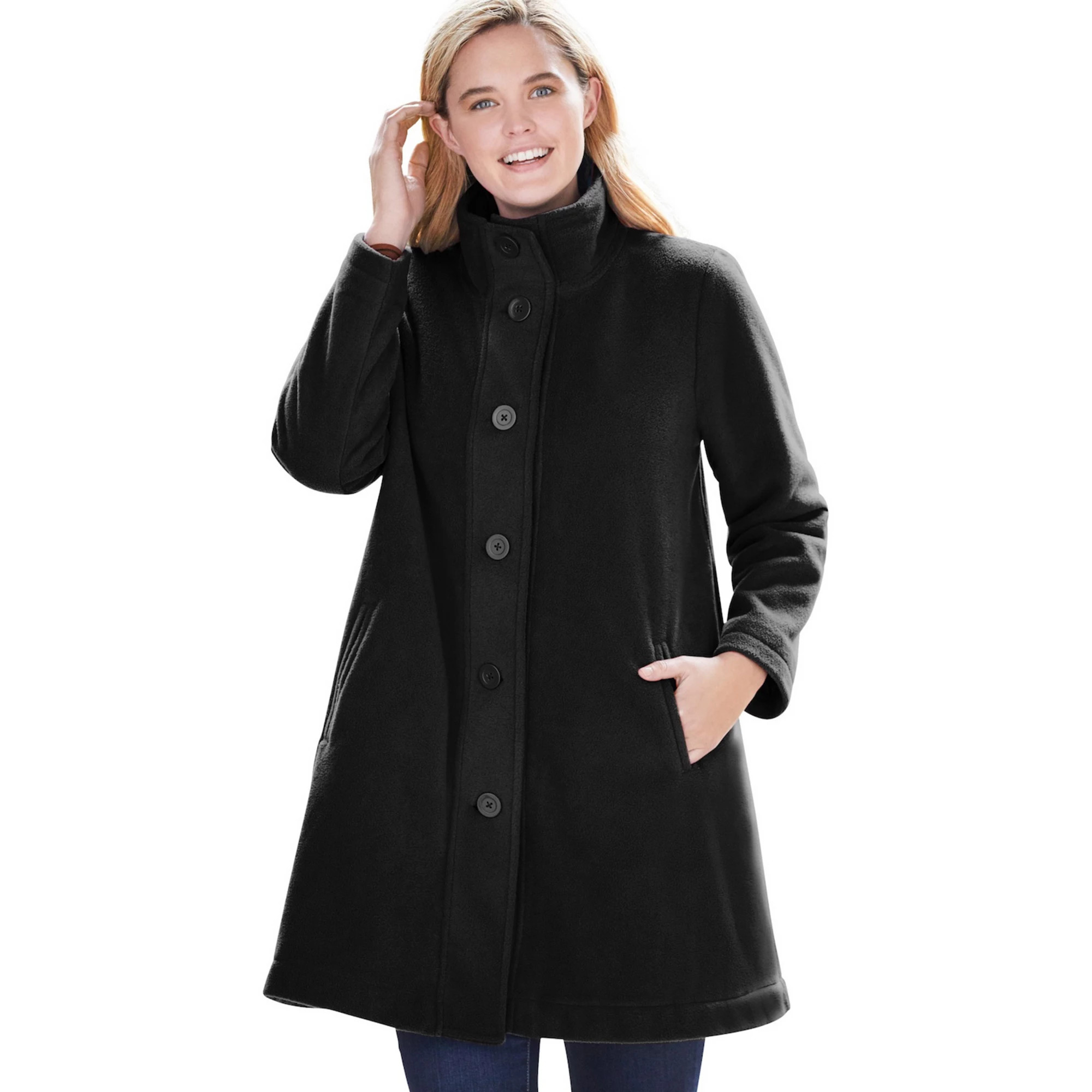 Woman Within Plus Size Fleece Swing Funnel-Neck Coat | Kohl's