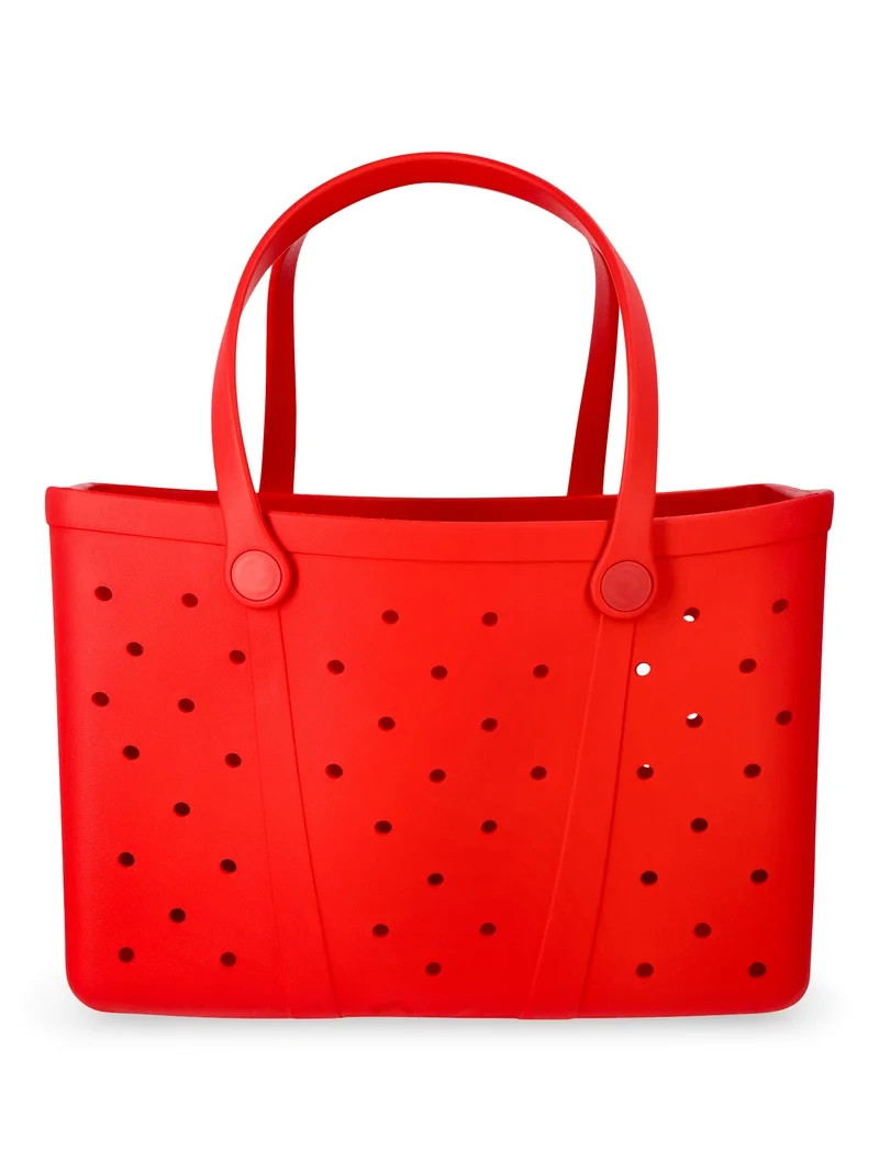 Time and Tru Women's Waterproof EVA Beach Tote Bag, Red | Walmart (US)