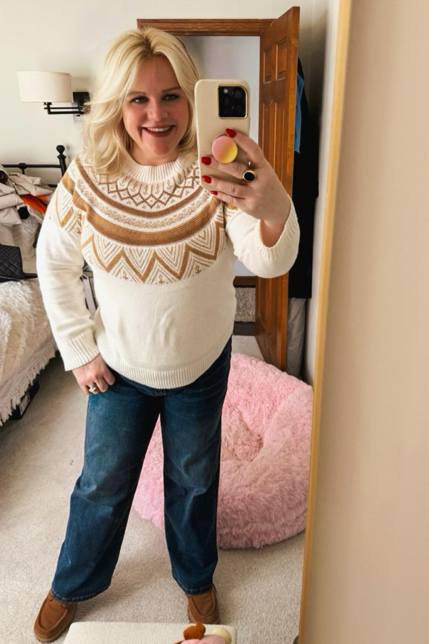 I hope that Santa was good to everyone (I’m still fighting the flu 🤒)
I brought this sweater home with me from France 🇫🇷 ….Although, I found a nearly identical one here.. on a big after Christmas sale! 
Also, these ‘70’s vibe shoes are also on sale. They are truthfully the most comfortable that I own.
Time to treat yourself!
After Christmas sale, holiday sale, dark wash jeans, Ugg, sweater, Fair Isle sweater

#LTKSeasonal #LTKHoliday #LTKSaleAlert