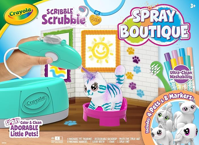 Crayola Scribble Scrubbie Pets Spray Boutique, Airbrush Art Set for Kids, DIY Crafts for Toddlers... | Amazon (US)