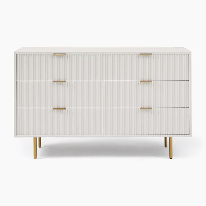 Quinn Lacquer 6-Drawer Dresser - Haze/Antique Brass | West Elm (US)