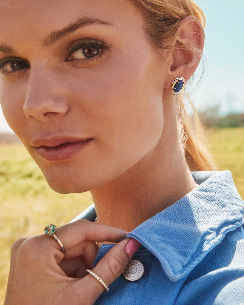 Piper Gold Stud Earrings in Blue Lapis | Kendra Scott