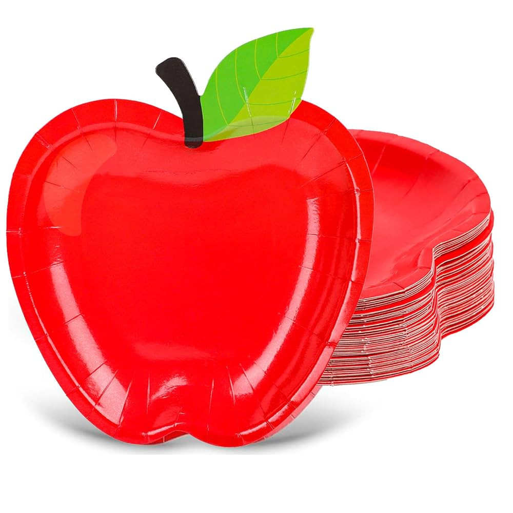 FOIMAS 50pcs Apple Shaped Paper Plates,Back to School Plates First Day of School Disposable Table... | Amazon (US)