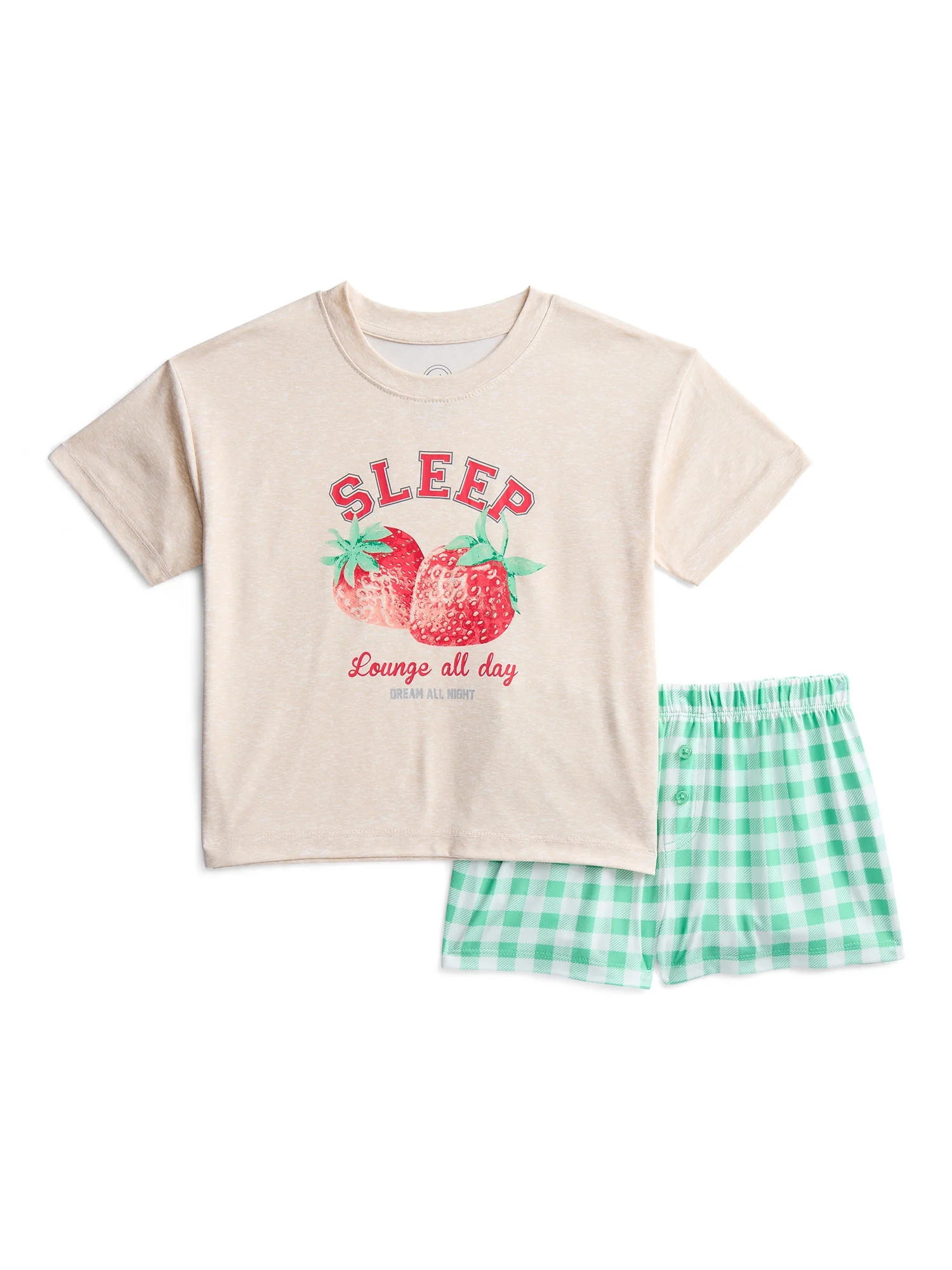 Wonder Nation Girls Short Sleeve Tee and Shorts Pajama Set, 2-Piece, Sizes 4-18 | Walmart (US)