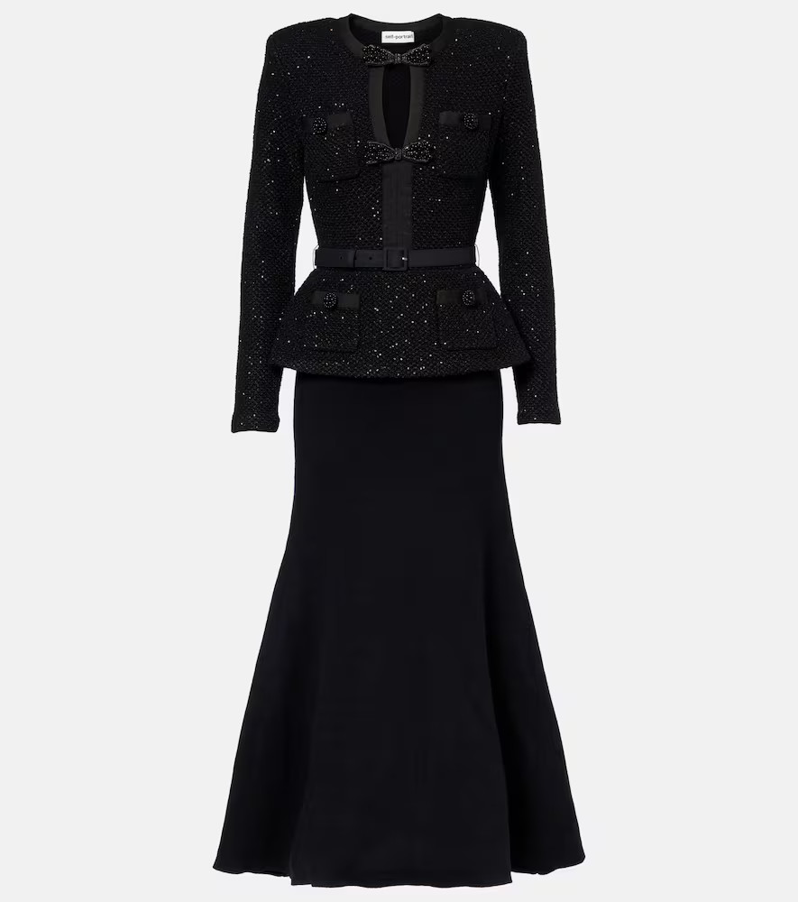 Self-Portrait Abito lungo con paillettes e peplum | Mytheresa (IT)