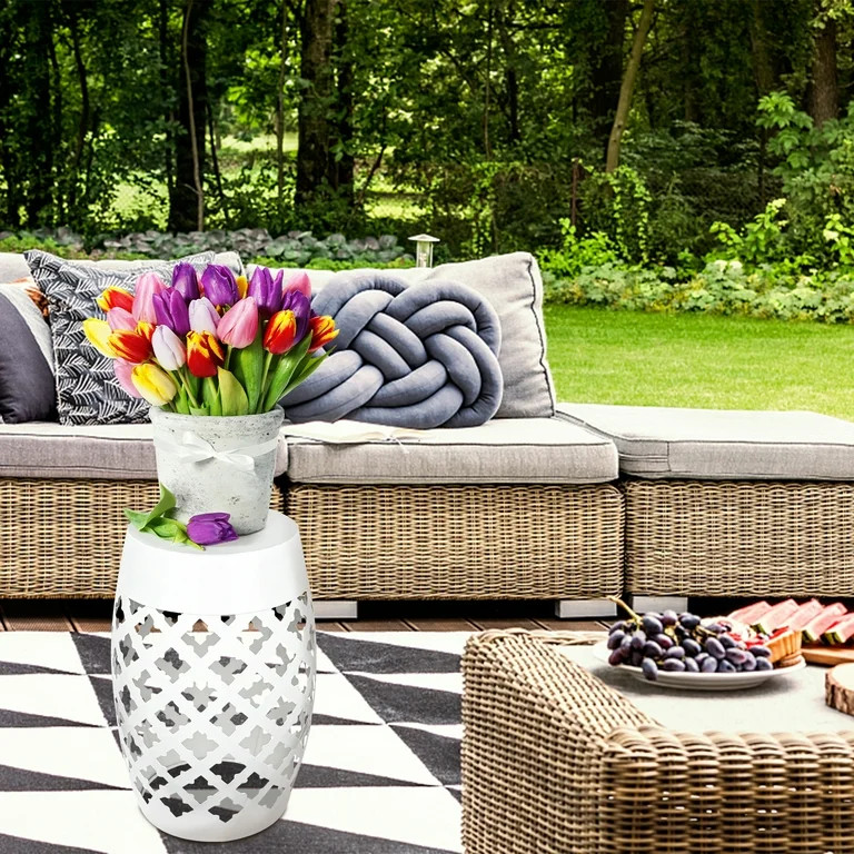 Outdoor Lace Cut Iron Side Table,Patio Garden Stool Small Patio Table Coffee End Table for Patio ... | Walmart (US)