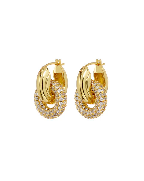 Pave Interlock Hoops- Gold | LUV AJ