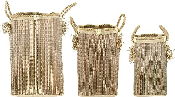 Creative Co-Op 14.25", 18" & 22" Handwoven Seagrass Handles & Tassels (Set of 3 Sizes) Baskets, M... | Amazon (US)