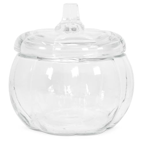Gift Boutique 36 oz Glass Pumpkin Jar with Cover Clear Candy Cookie & Snack Decorative Storage Container & Lid, Fall Halloween & Thanksgiving Décor | Amazon (US)