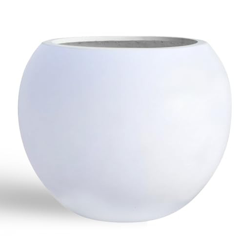 16" H x 20" D Globo Fiberstone Round Planter with Drainage Hole, Weather Resistant, Smooth Finish... | Amazon (US)