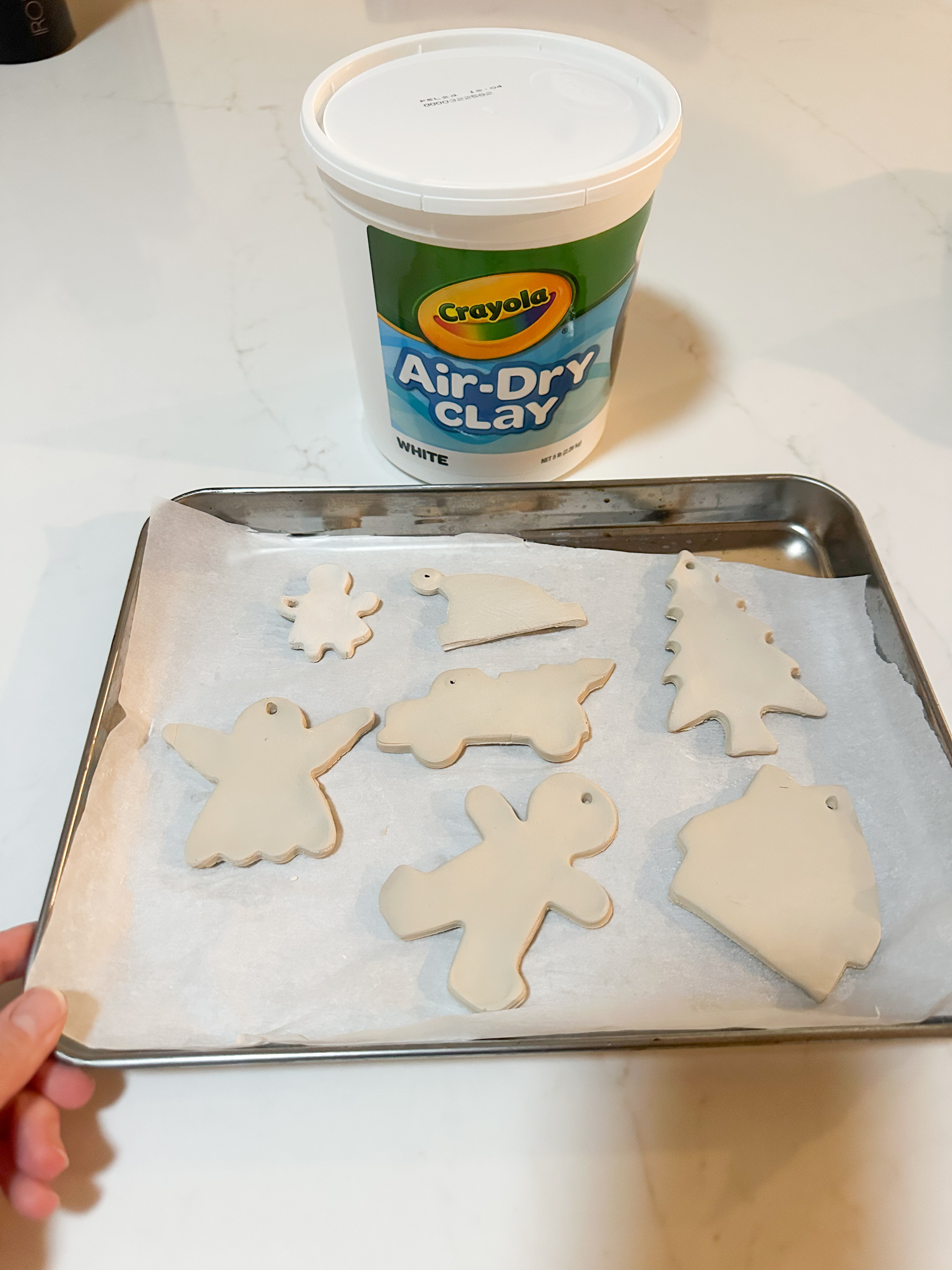 Wanted to make homemade ornaments so we picked up a bucket of air dry clay! | air dry clay ornaments, diy ornaments, homemade Christmas ornaments, clay Christmas crafts, homemade holiday decor 

 #LTKHoliday #LTKSeasonal #LTKKids