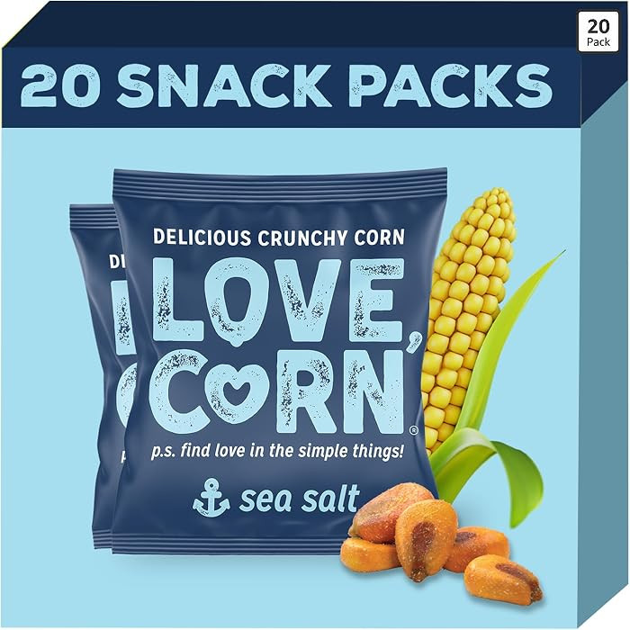 LOVE CORN Sea Salt – Crunchy Roasted Corn Snack, 3 Simple Ingredients, Gluten Free, Non-GMO, Ve... | Amazon (US)