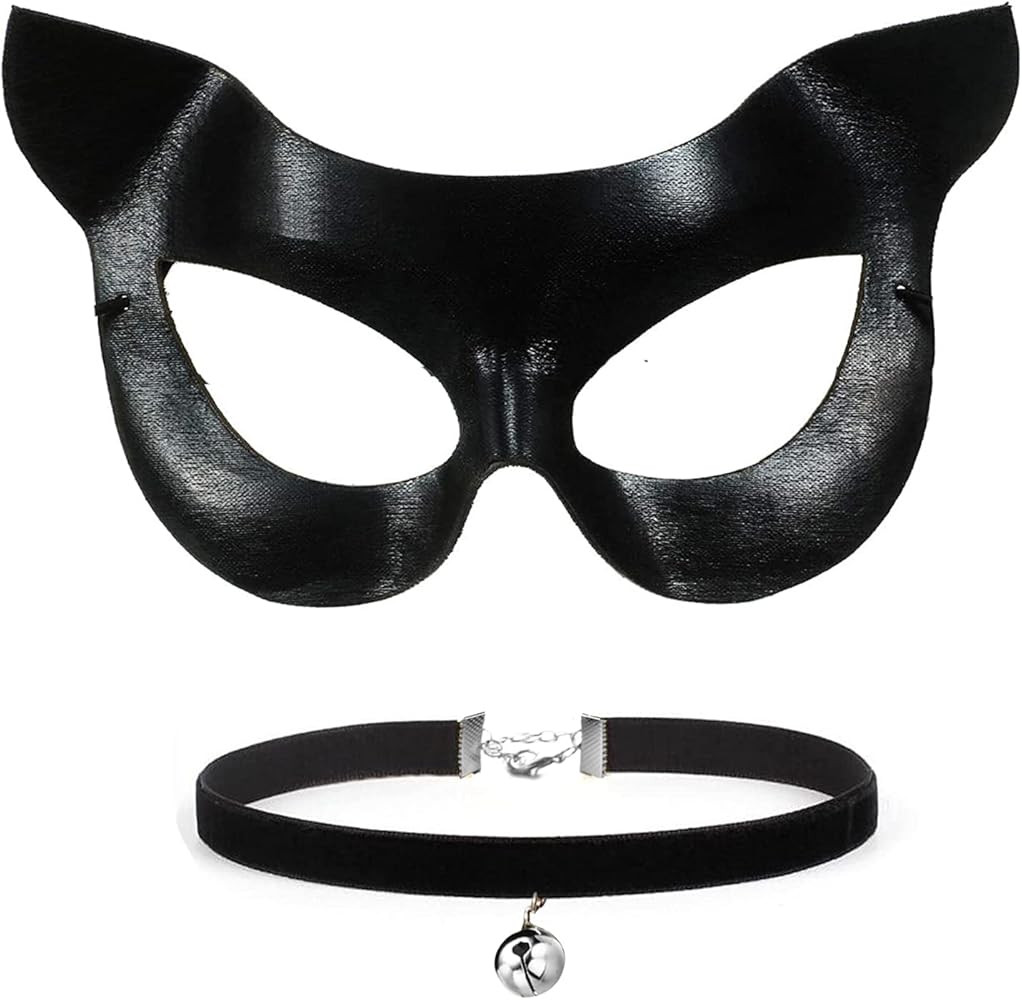 DDazzling Women's Cat Mask Half Face Costume Accessory Party Favors (Necklace +eye mask) | Amazon (US)
