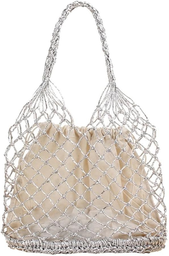 Woven Tote Bag for Women Large Mesh Beach Bag Tote Holiday Bucket Bags Casual Shopping Straw Purs... | Amazon (US)