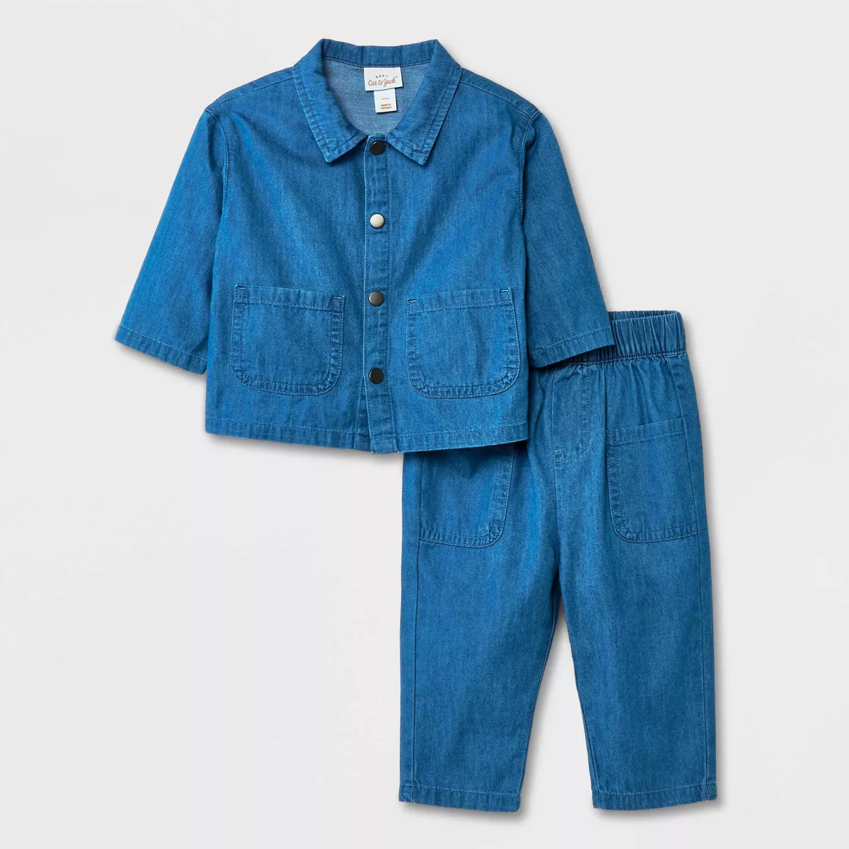 Baby Mini Me Denim Uni Top & Bottom Set - Cat & Jack™ Blue | Target