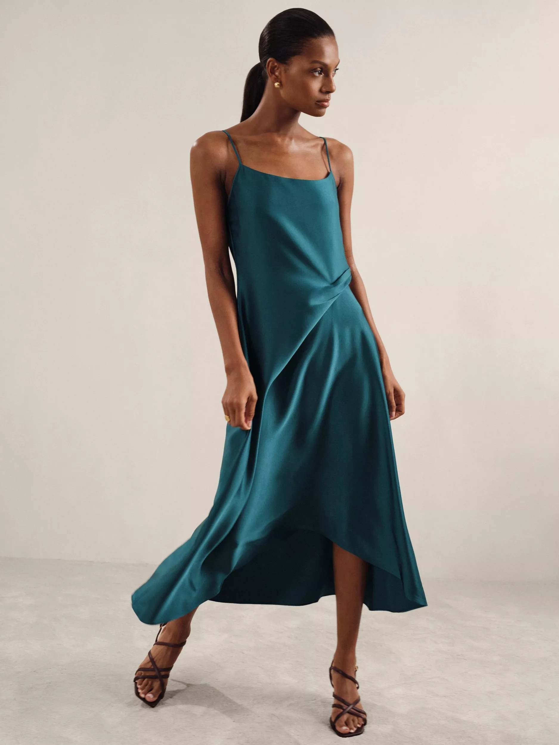 Reiss Zoey Drape Detail Dress, Teal | John Lewis (UK)