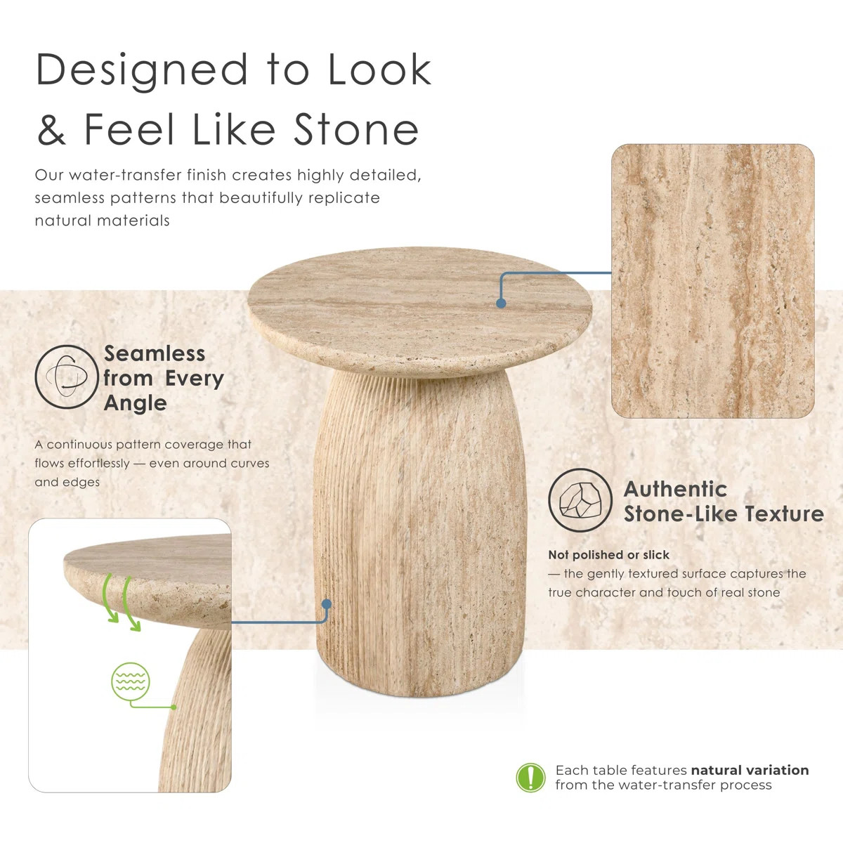 Fulcher Stone-Like 17" W Pedestal End Table with Travertine Effect | Wayfair North America