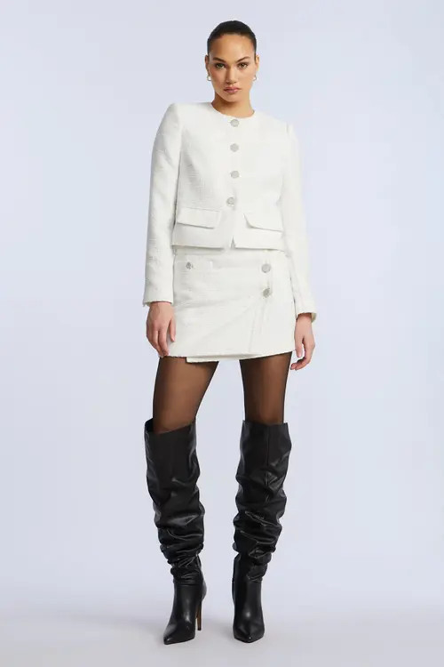 bcbg Tweed Chasseur Jacket in White at Nordstrom, Size 2 | Nordstrom