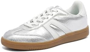 Women's Retro Gum Sole Fashion Sneakers-Lace Detail Casual Retro Walking Shoes-Gum Sole Casual Te... | Amazon (US)