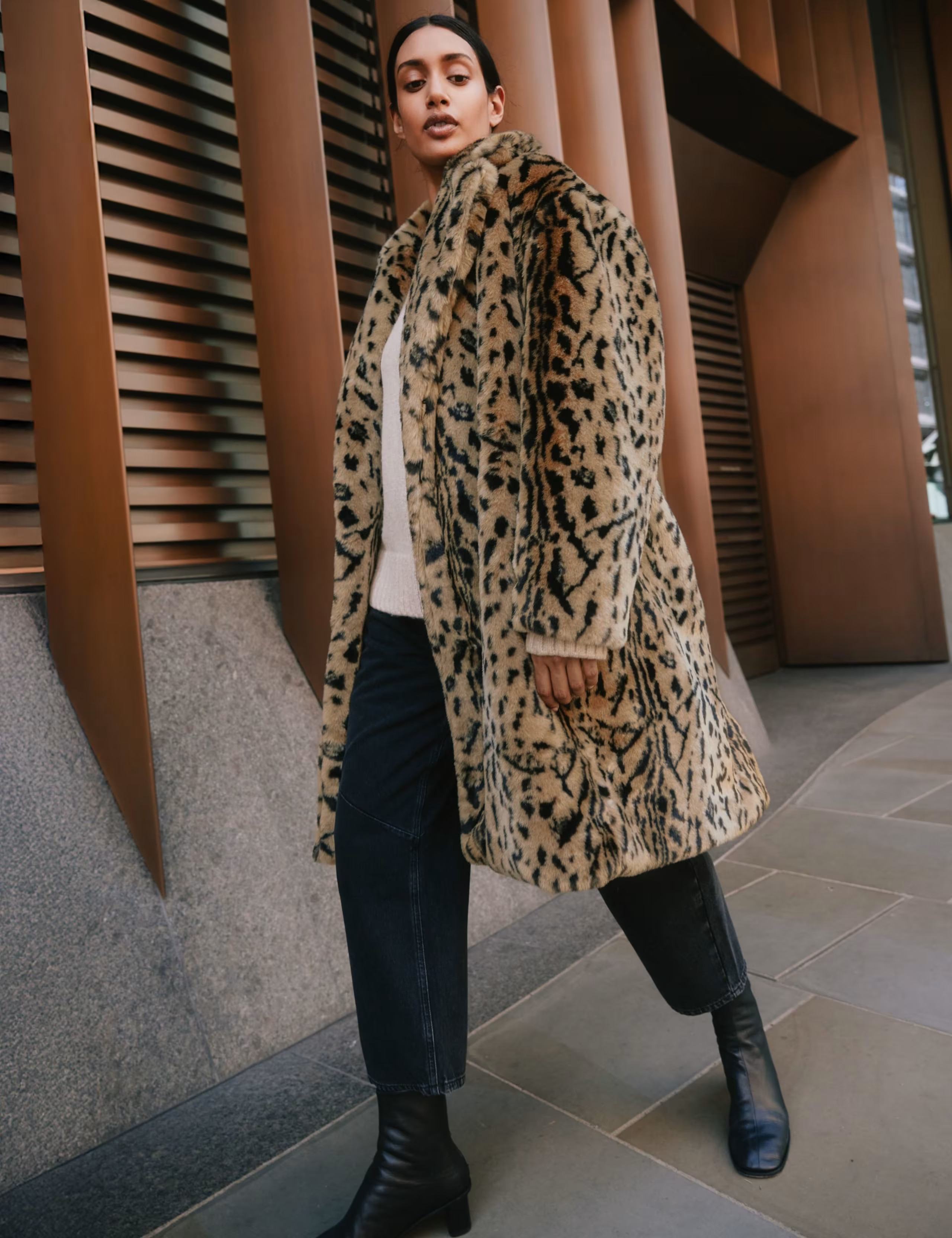 Faux Fur Leopard Print Oversized Longline Coat | Marks & Spencer (UK)