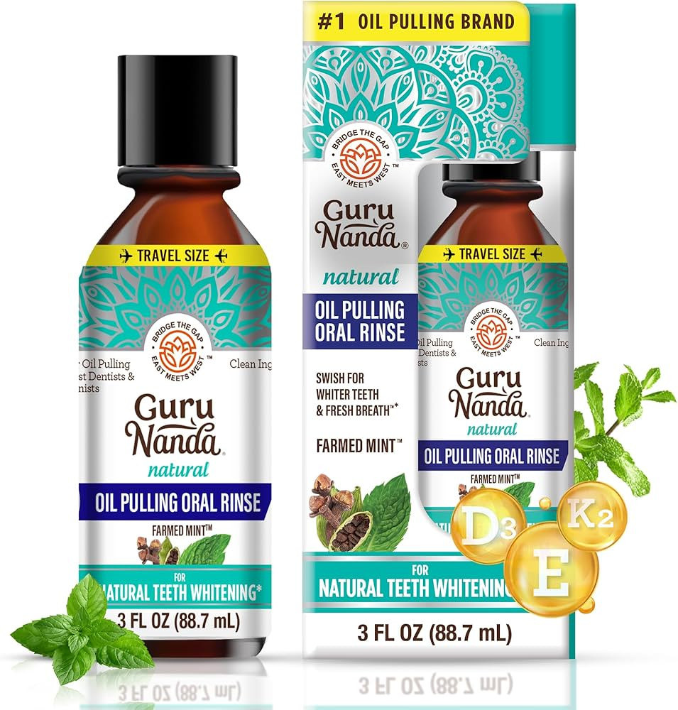 GuruNanda Travel Size Coconut Oil Pulling, 7 Essential Oils & Vitamins, Fresh Breath & Whitening ... | Amazon (US)