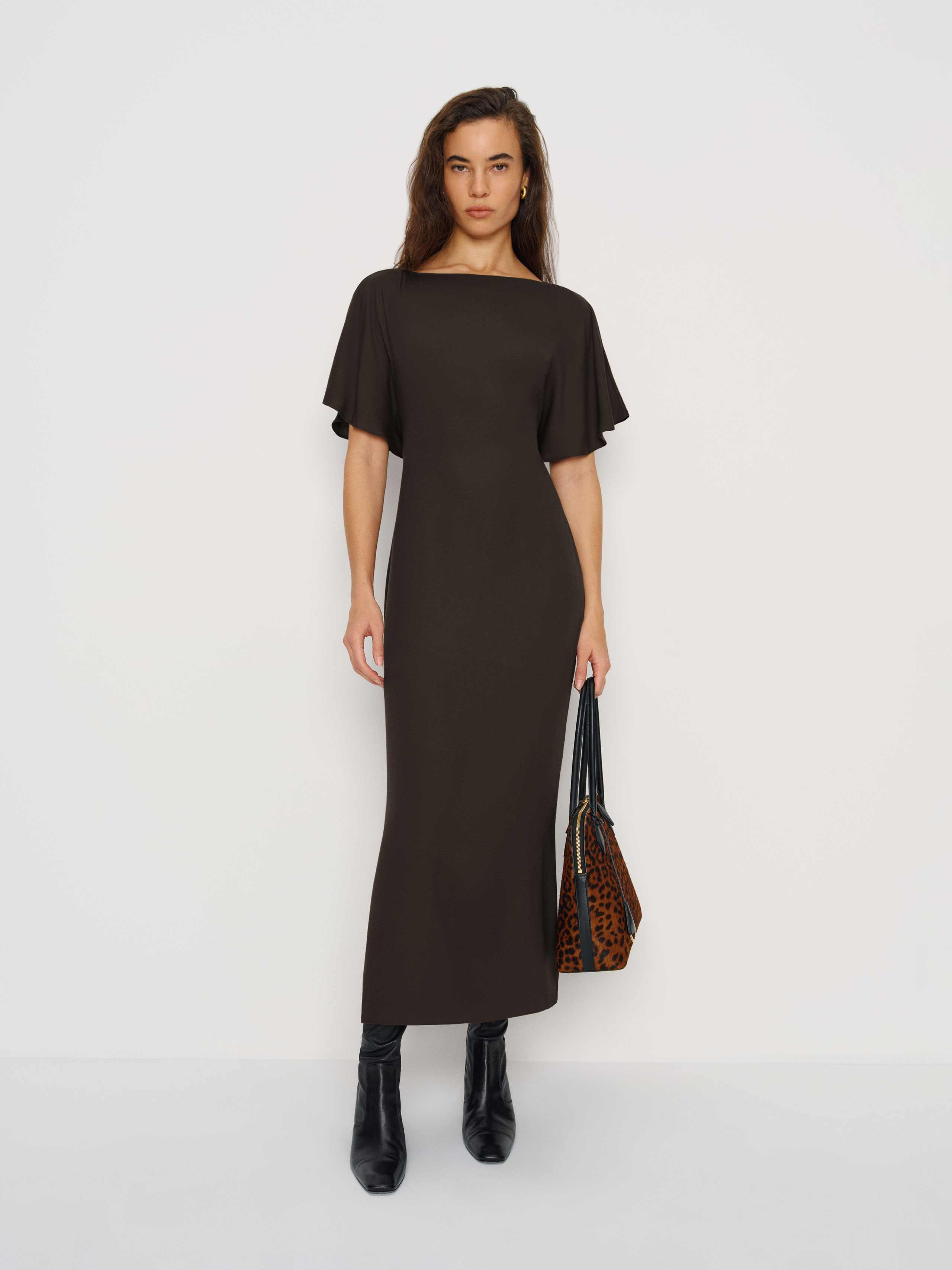 Reformation Maeva Dress Brown 12 | Reformation (Global)