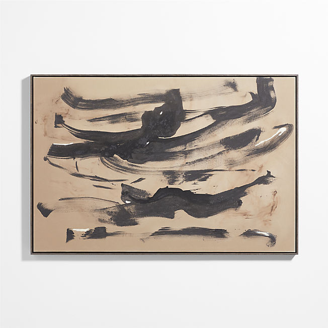 "Fast Pace" Framed Beige & Black Wall Art Print 61"x41" by Joe Turner | Crate & Barrel | Crate & Barrel