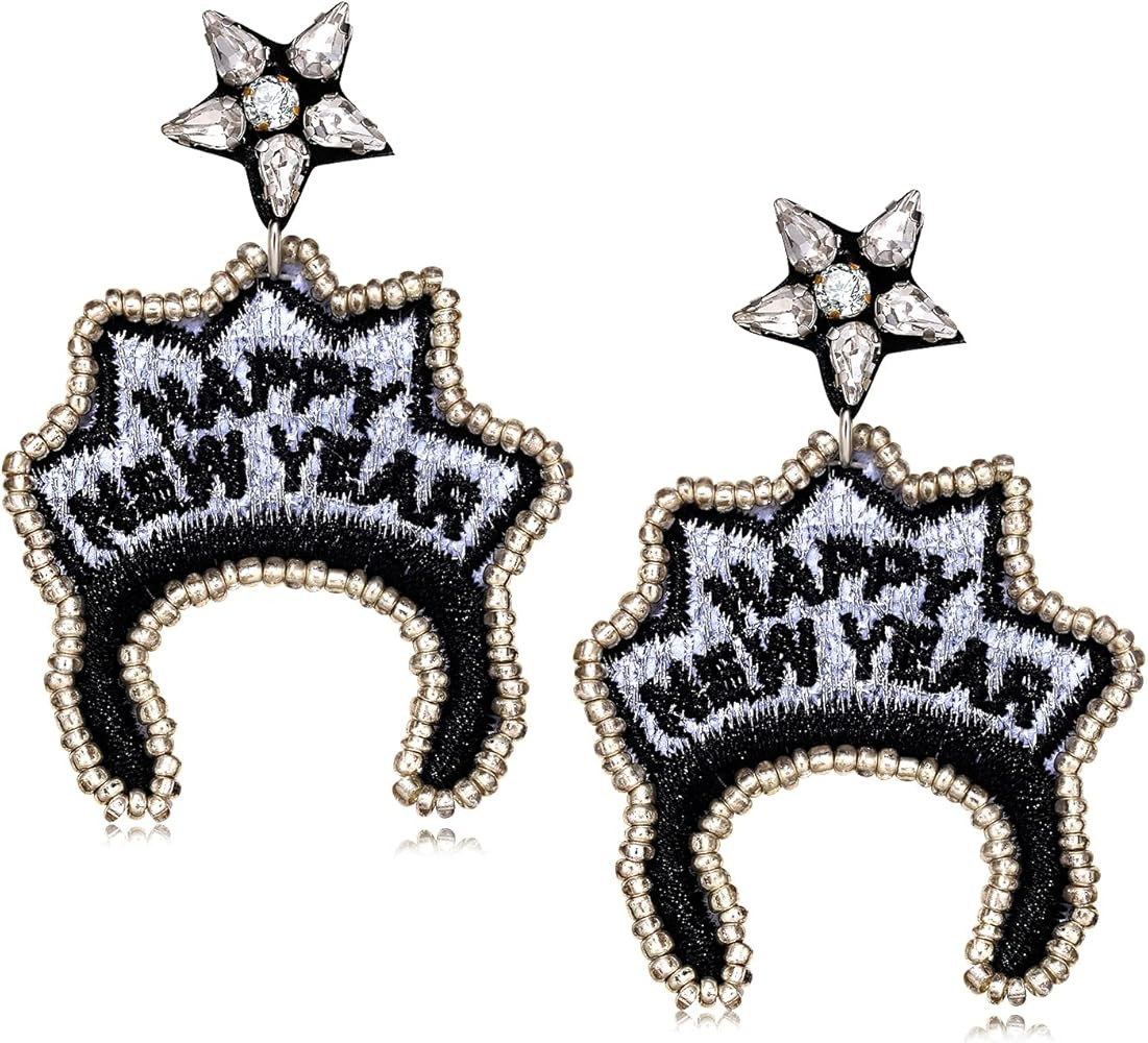New Year’s Eve Earrings Rhinestone Beaded NYE Earrings for Women Delicate Holiday Earrings Fest... | Amazon (US)