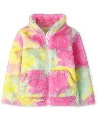 Baby And Toddler Girls Long Sleeve Tie Dye Sherpa Zip Up Mock Neck Jacket | The Children's Place