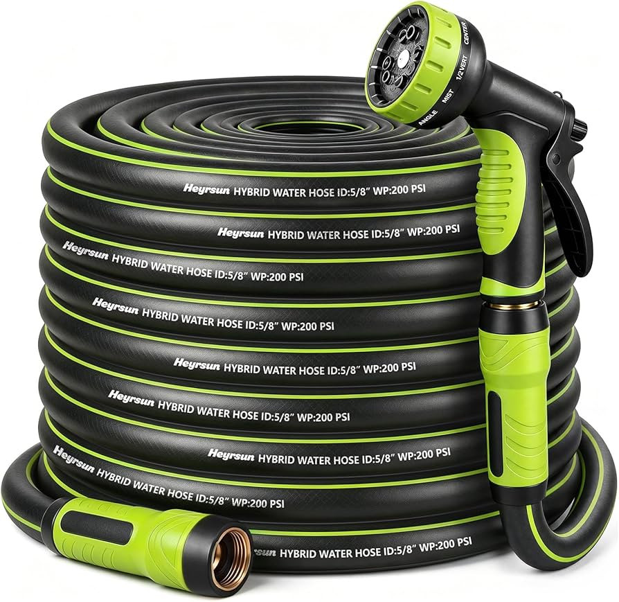 Garden Hose 50ft, Non-Expandable Heavy Duty Water Hose with 10 Function Sprayer, Flexible, Leakpr... | Amazon (US)